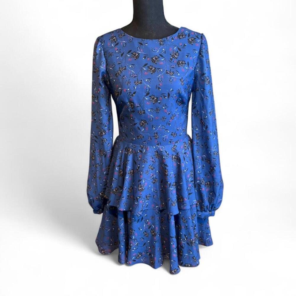 Neiman Marcus royal blue with small floral pattern dress Size 6 NWT
